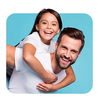 Père et fille, famille heureuse bannière FC Crédits & Finances