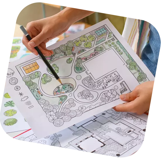 Plan architecte paysagiste projet jardin aménagé demande de crédit